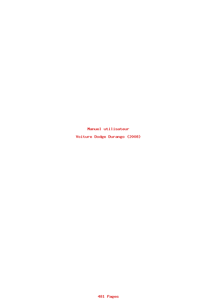 Page 1 de la notice Manuel utilisateur Dodge Durango (2008)