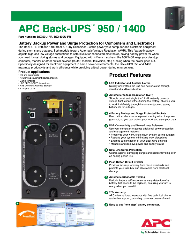 Página 1 del manual Folleto APC Back-UPS BX950U-FR