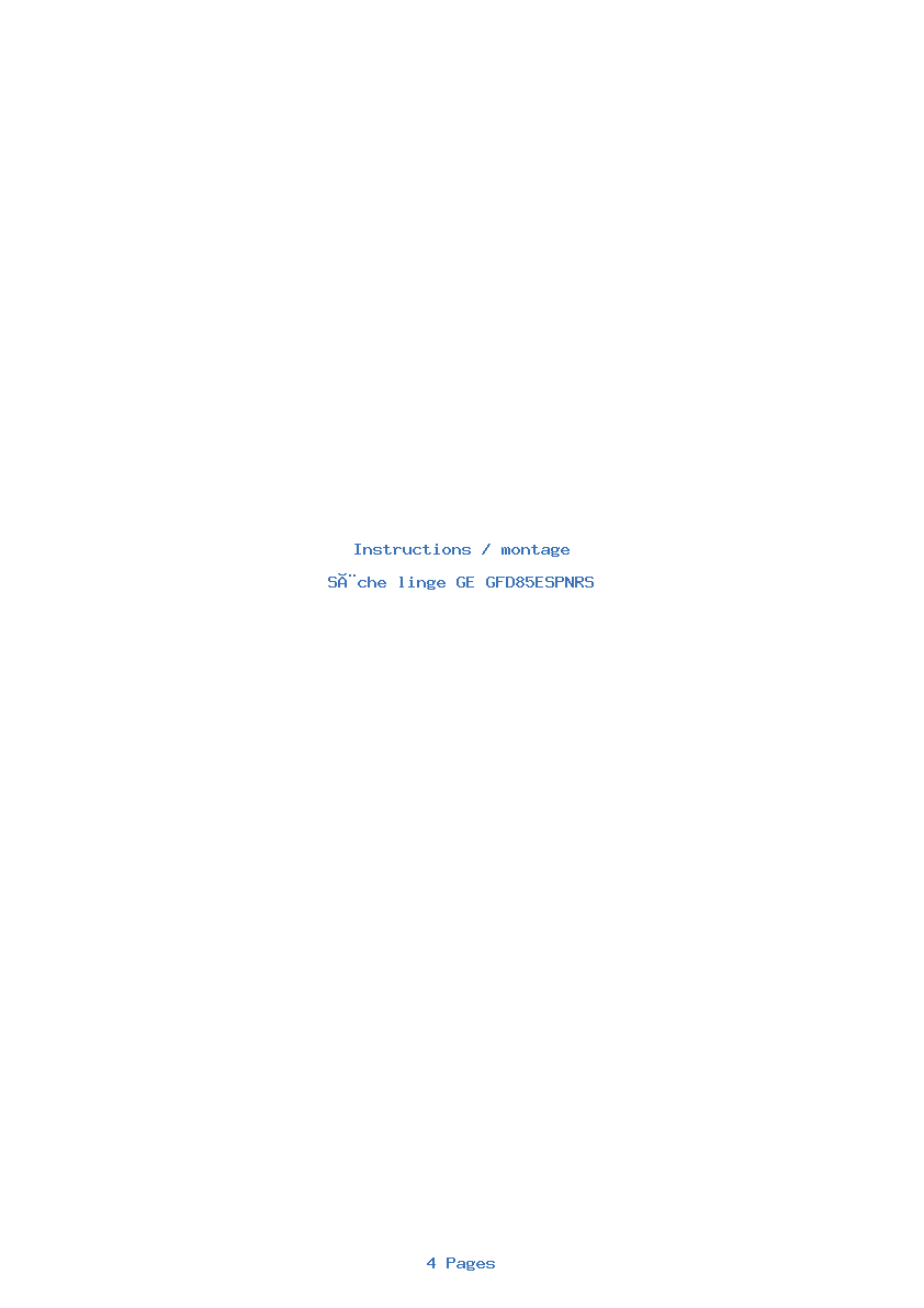 Page 1 de la notice Instructions / montage GE GFD85ESPNRS