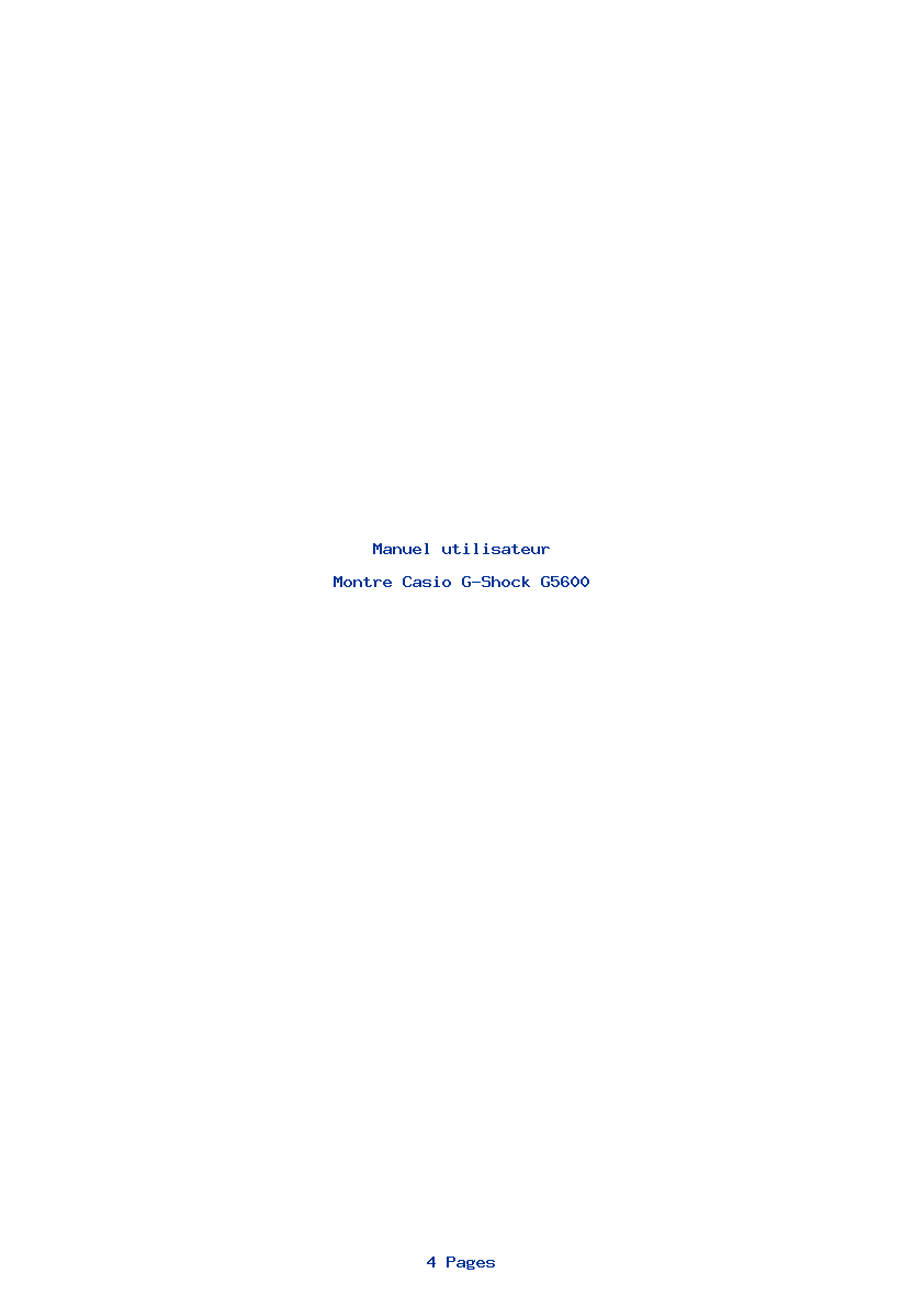 Page 1 de la notice Manuel utilisateur Casio G-Shock G5600