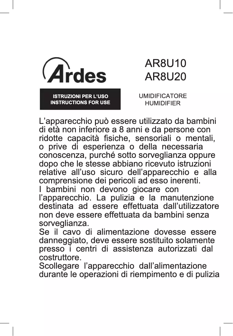 Page 1 de la notice Manuel utilisateur Ardes Nebulo