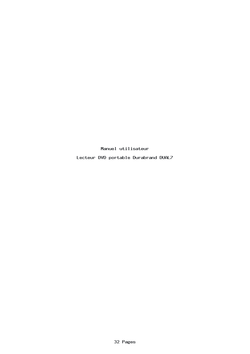 Page 1 de la notice Manuel utilisateur Durabrand DUAL7