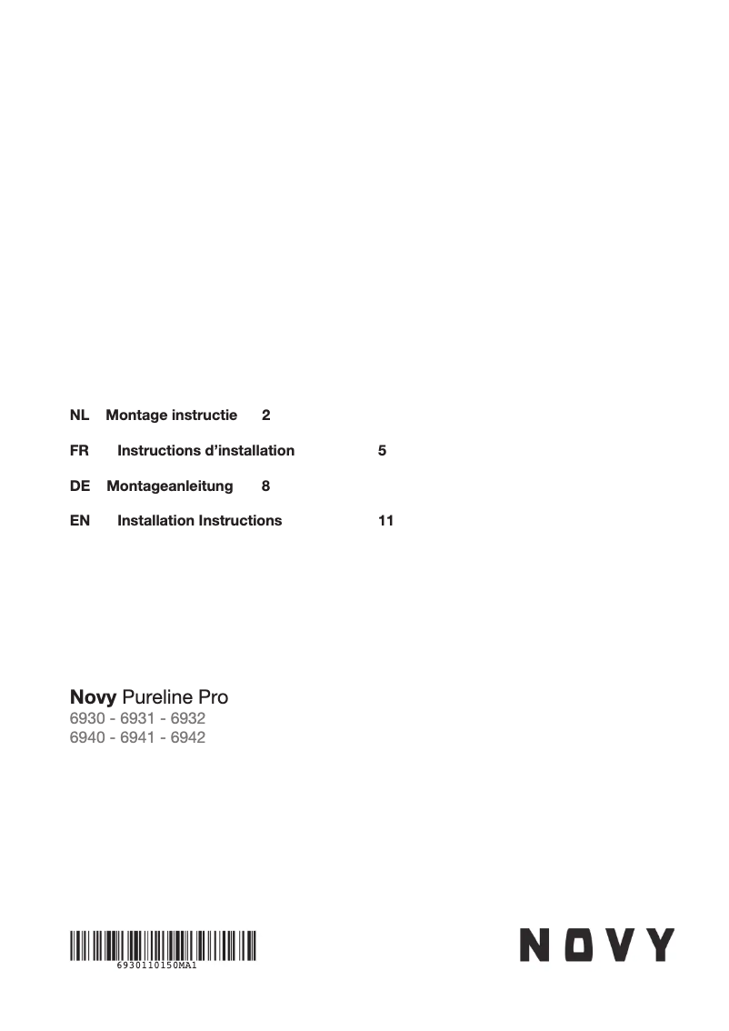 Page 1 de la notice Manuel utilisateur Novy Pure'line Pro 6930