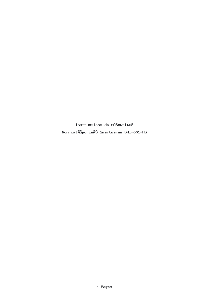 Image de la première page du manuel de l'appareil GWI-001-HS