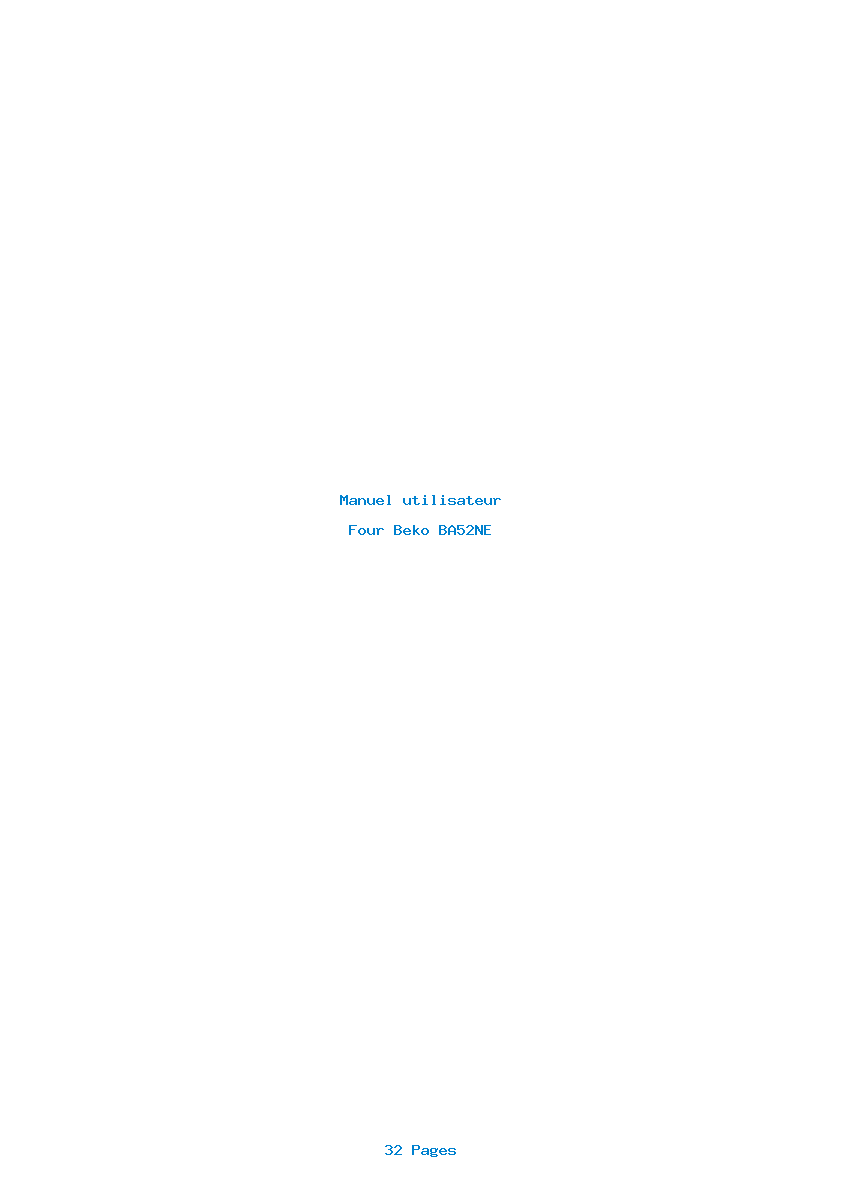 Page 1 de la notice Manuel utilisateur Beko BA52NE