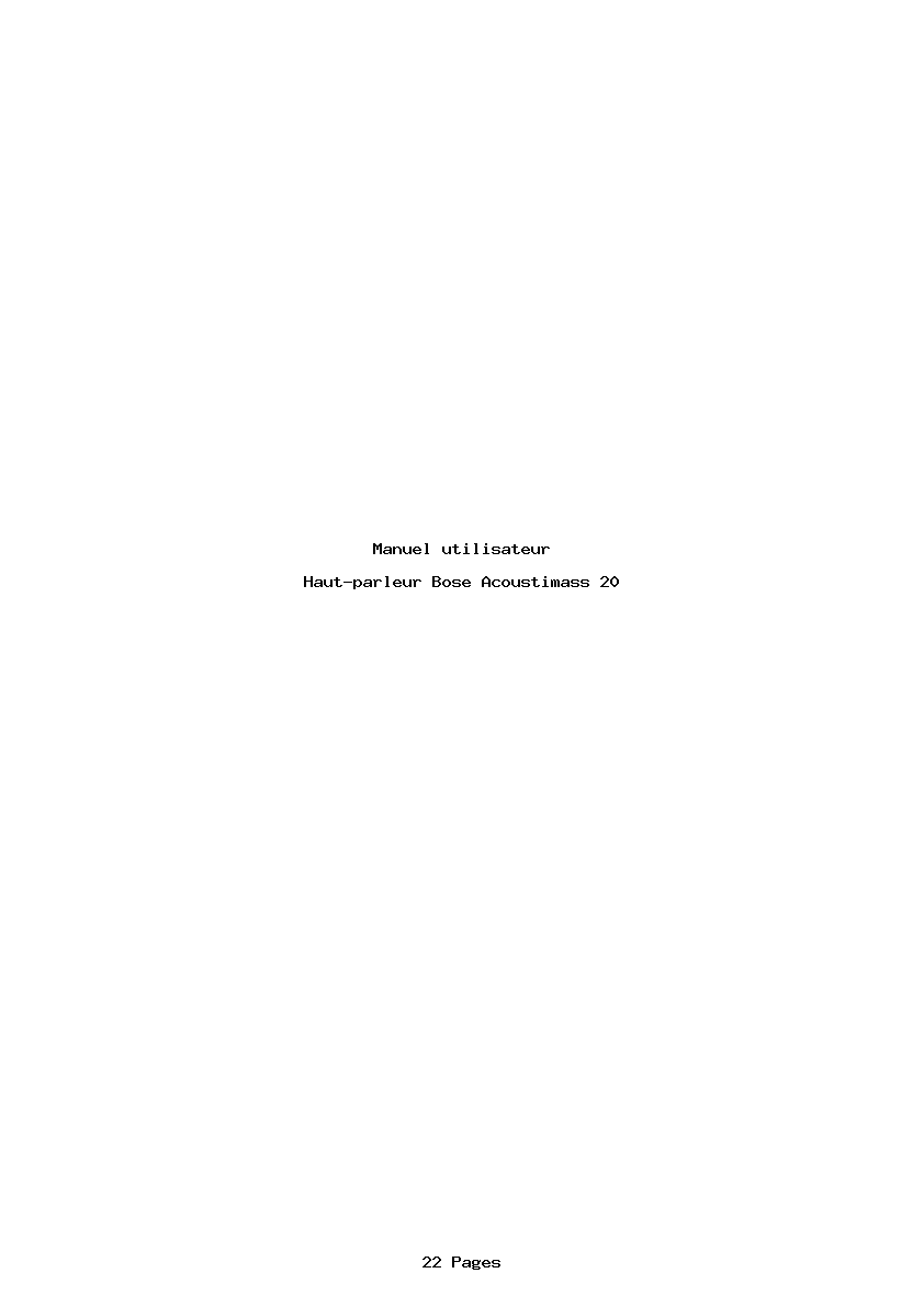 Page 1 de la notice Manuel utilisateur Bose Acoustimass 20