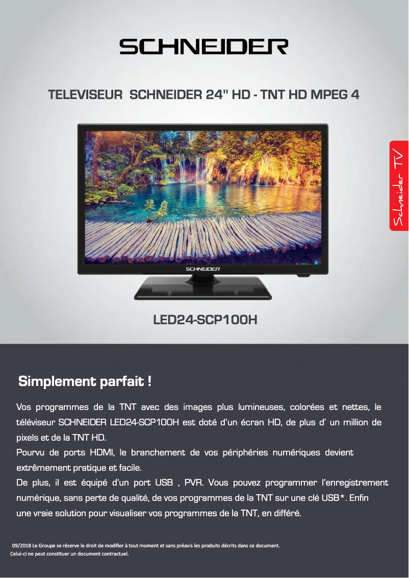 Page 1 de la notice Fiche technique Schneider LED24-SCP100H