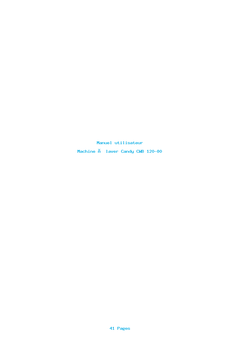 Page 1 de la notice Manuel utilisateur Candy CWB 120-80