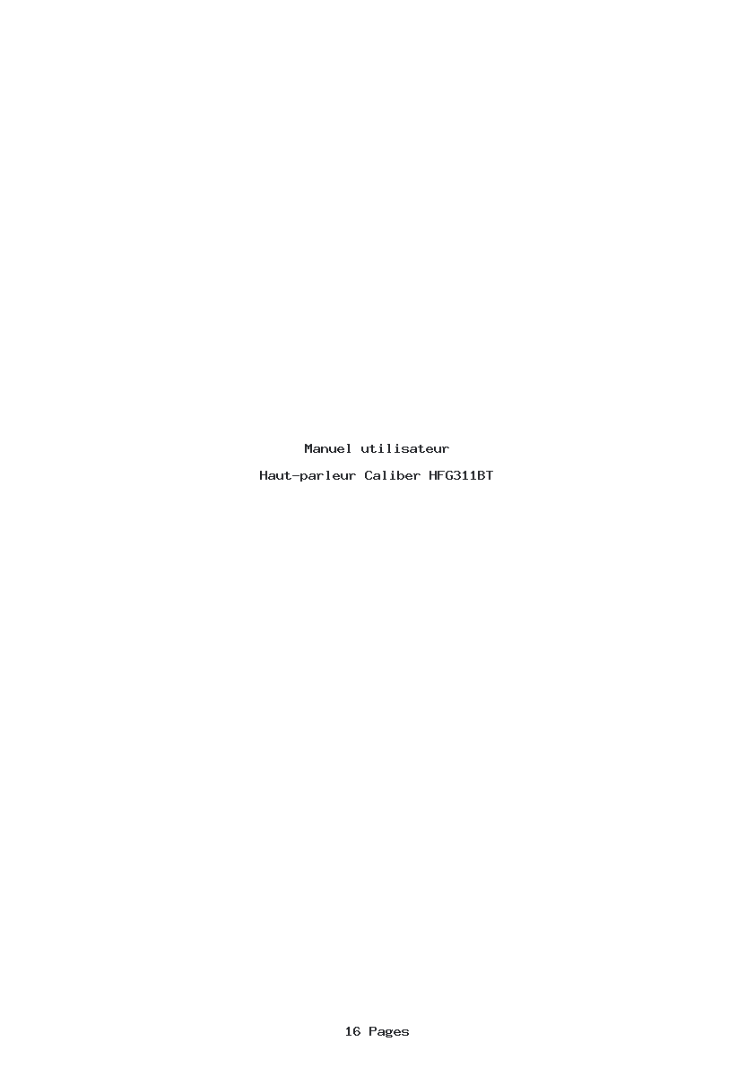 Page 1 de la notice Manuel utilisateur Caliber HFG311BT