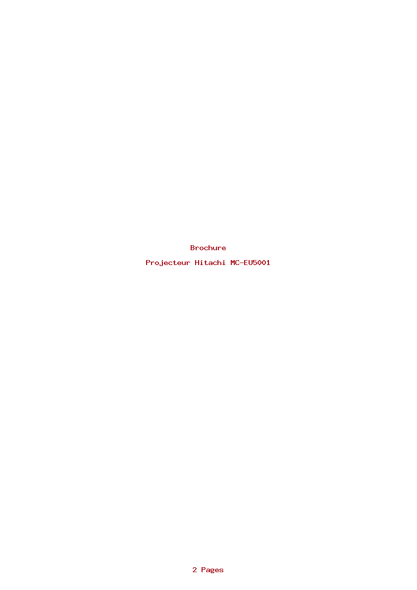 Page 1 de la notice Brochure Hitachi MC-EU5001