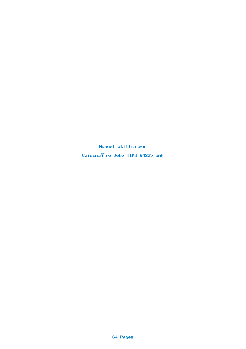Page 1 de la notice Manuel utilisateur Beko HIMW 64225 SAR