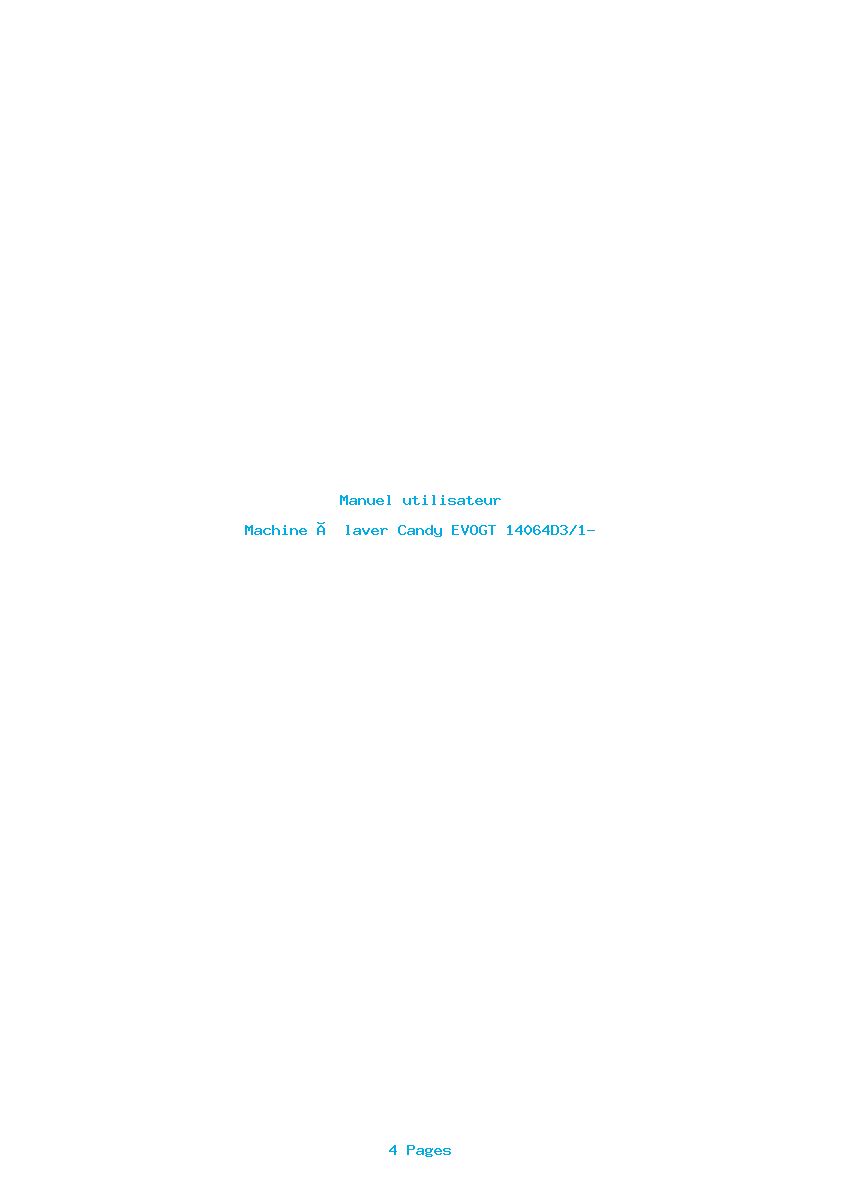 Page 1 de la notice Manuel utilisateur Candy EVOGT 14064D3/1-
