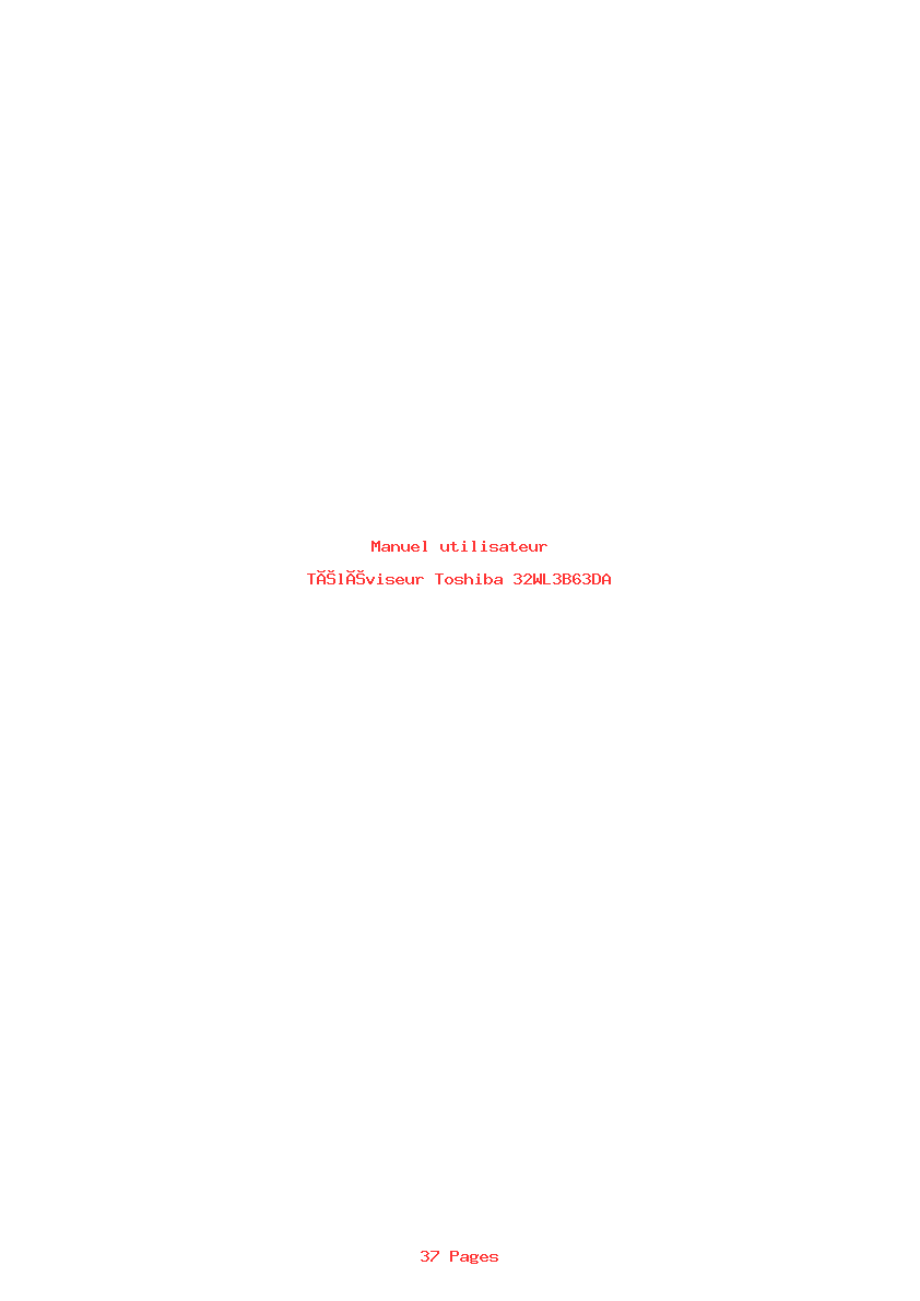 Page 1 de la notice Manuel utilisateur Toshiba 32WL3B63DA