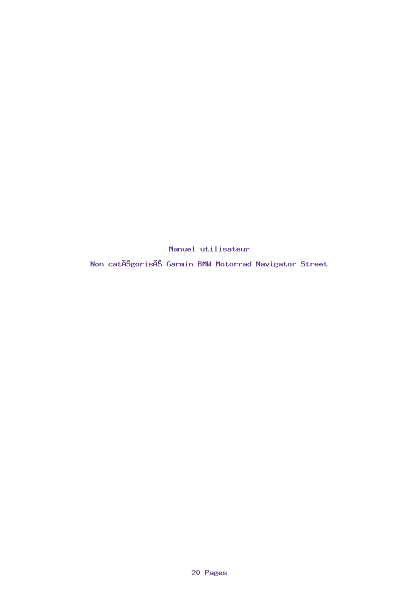 Page 1 de la notice Manuel utilisateur Garmin BMW Motorrad Navigator Street
