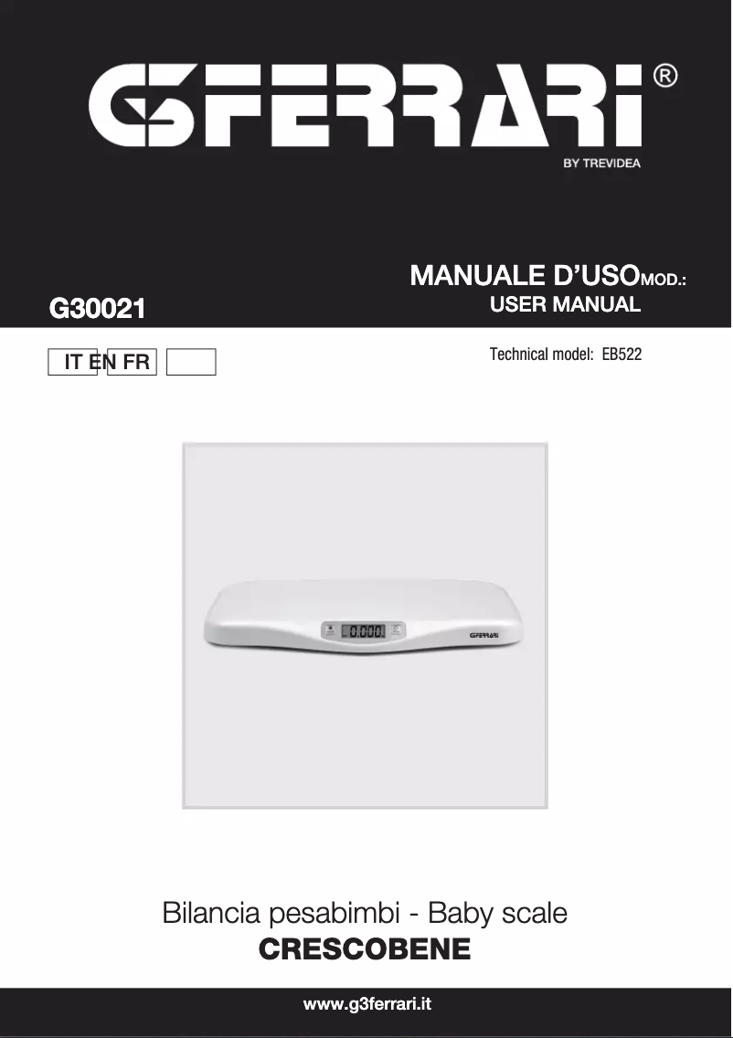 Page 1 de la notice Manuel utilisateur G3 Ferrari Crescobene G30021