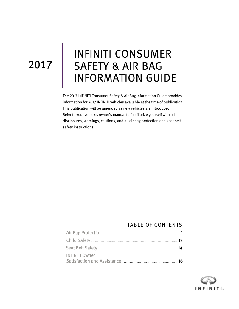 Page 1 de la notice Instructions de sécurité Infiniti Q70 (2017)