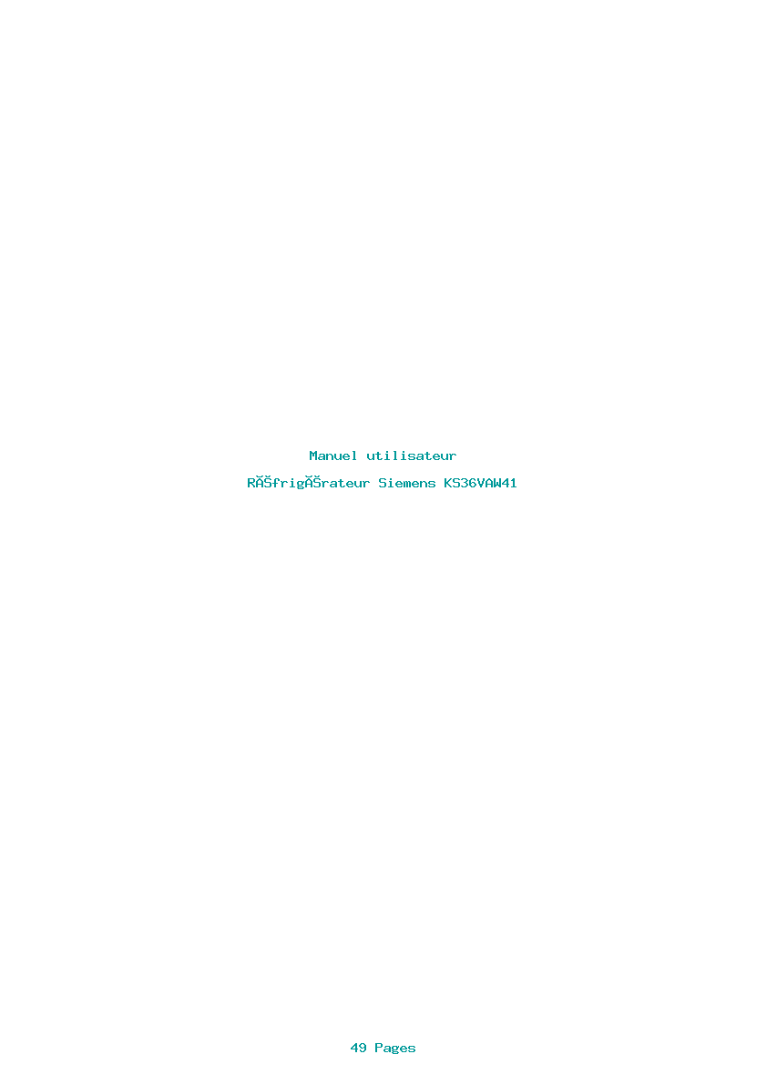 Page 1 de la notice Manuel utilisateur Siemens KS36VAW41