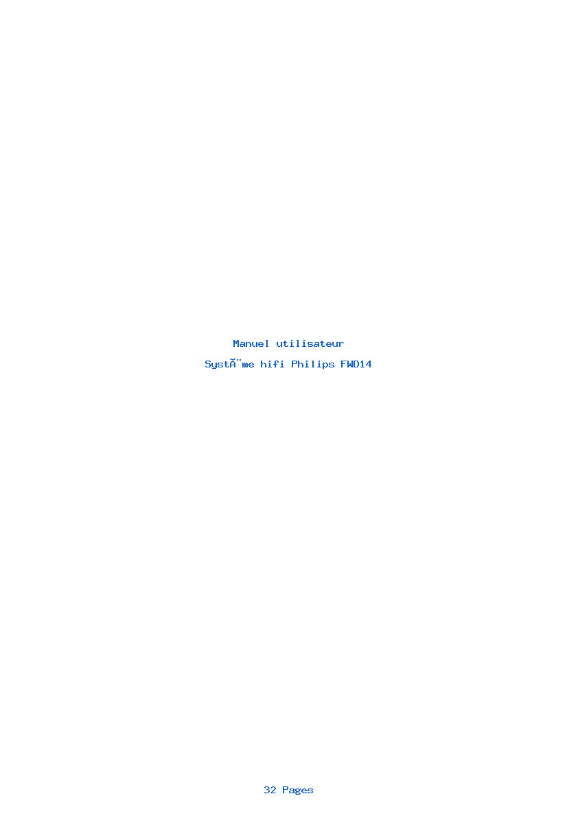 Page 1 de la notice Manuel utilisateur Philips FWD14