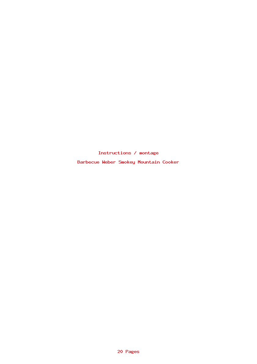Page 1 de la notice Instructions / montage Weber Smokey Mountain Cooker
