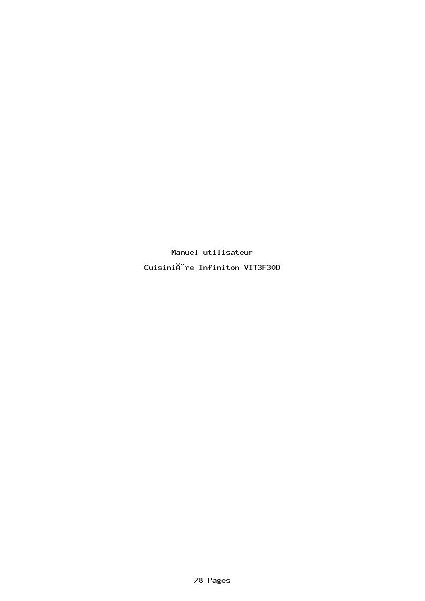 Page 1 de la notice Manuel utilisateur Infiniton VIT3F30D