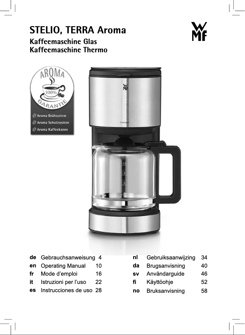 Page 1 de la notice Manuel utilisateur WMF Aroma Thermo Stelio