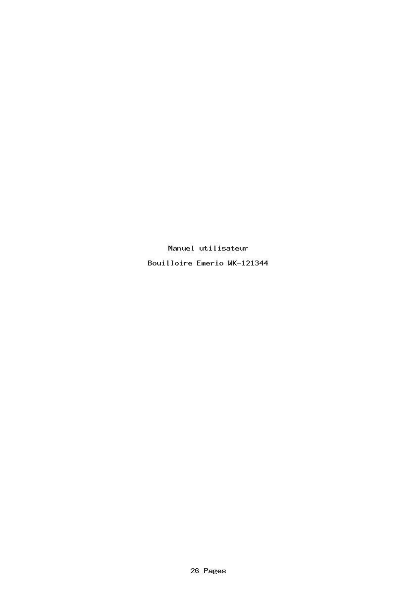 Page 1 de la notice Manuel utilisateur Emerio WK-121344