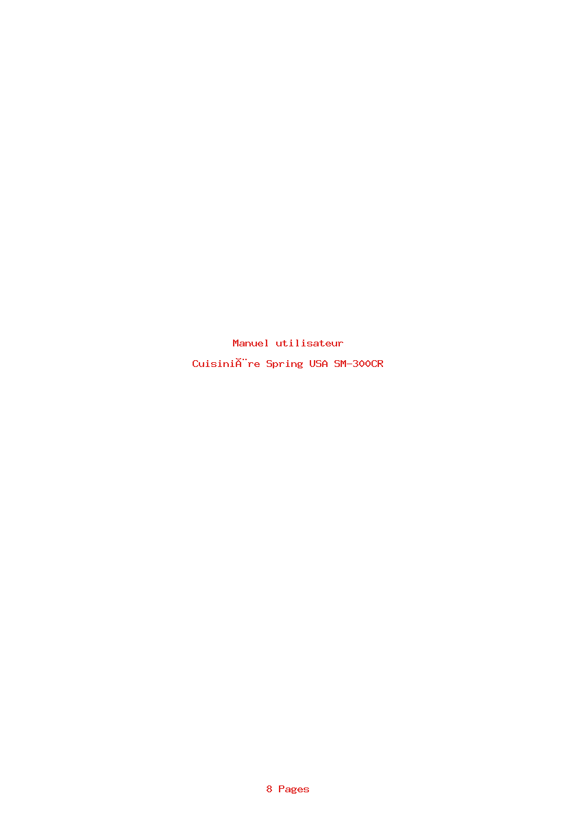 Page 1 de la notice Manuel utilisateur Spring USA SM-300CR