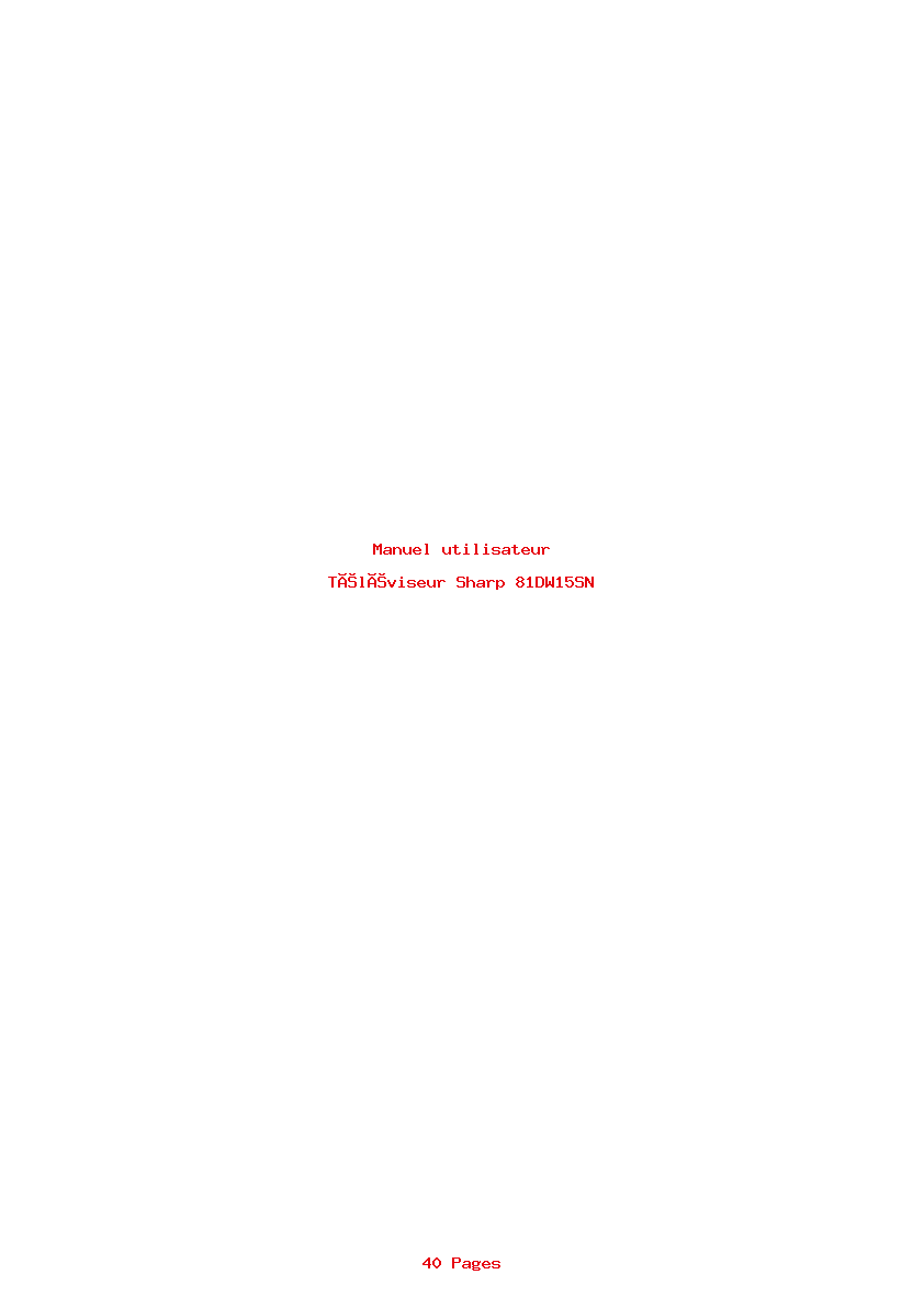 Page 1 de la notice Manuel utilisateur Sharp 81DW15SN