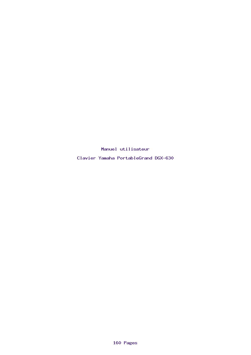 Page 1 de la notice Manuel utilisateur Yamaha PortableGrand DGX-630