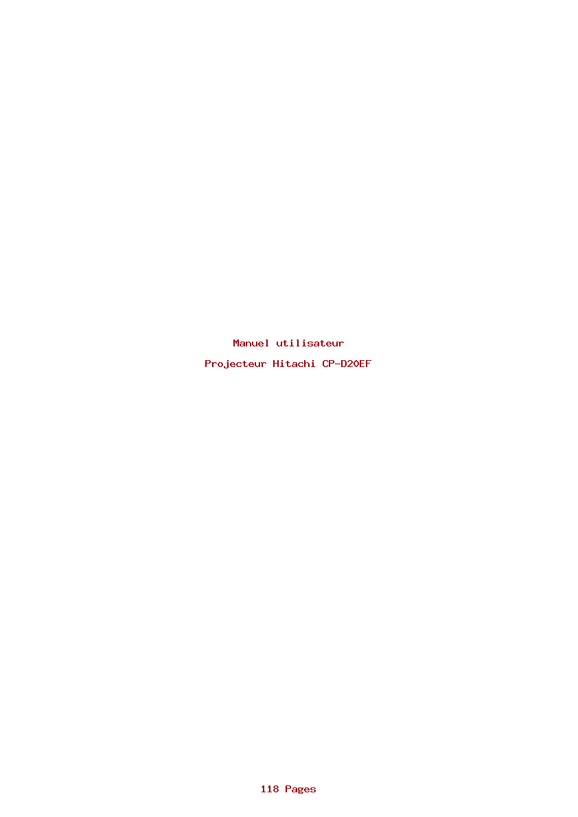Page 1 de la notice Manuel utilisateur Hitachi CP-D20EF
