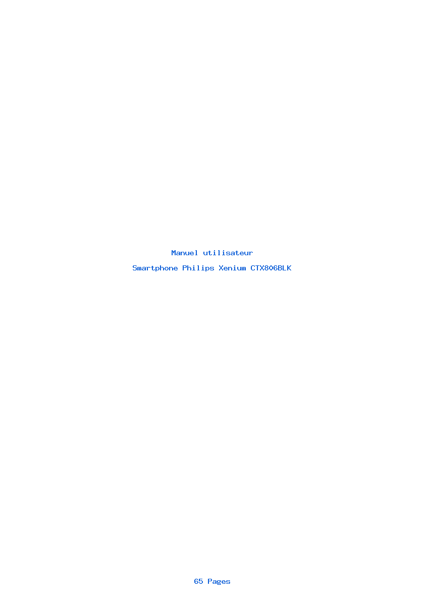 Page 1 de la notice Manuel utilisateur Philips Xenium CTX806BLK