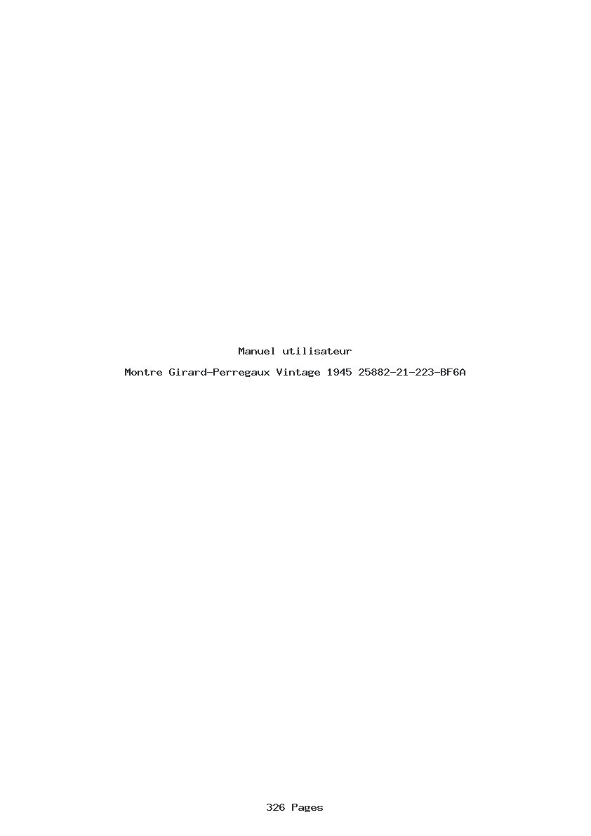 Page 1 de la notice Manuel utilisateur Girard-Perregaux Vintage 1945 25882-21-223-BF6A