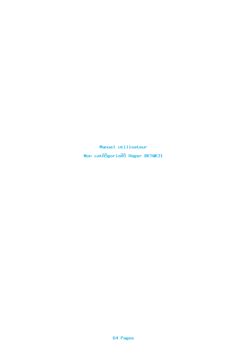 Page 1 de la notice Manuel utilisateur Hager BKTWK31