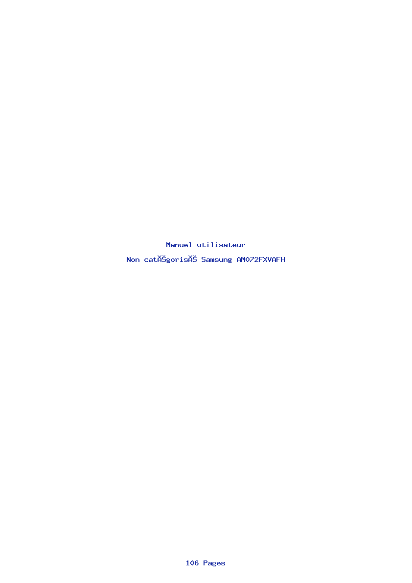 Page 1 de la notice Manuel utilisateur Samsung AM072FXVAFH