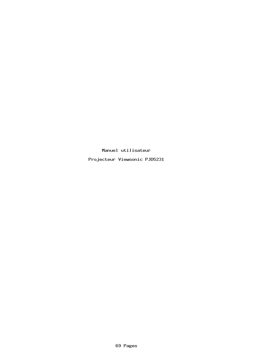 Page 1 de la notice Manuel utilisateur Viewsonic PJD5231