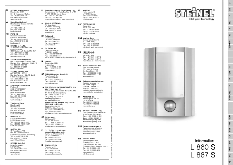 Page 1 of the manual User Manual Steinel L 867 S