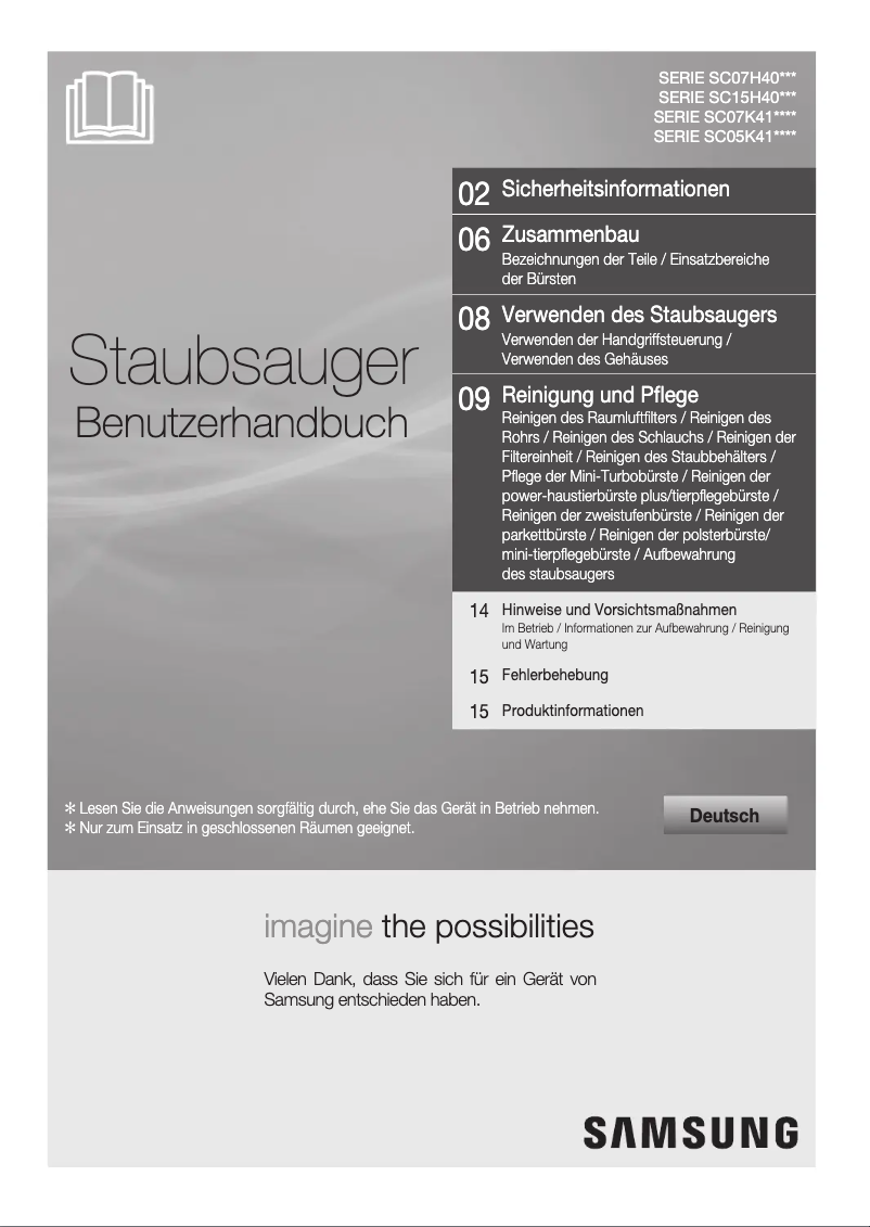 Page 1 de la notice Manuel utilisateur Samsung VC4100