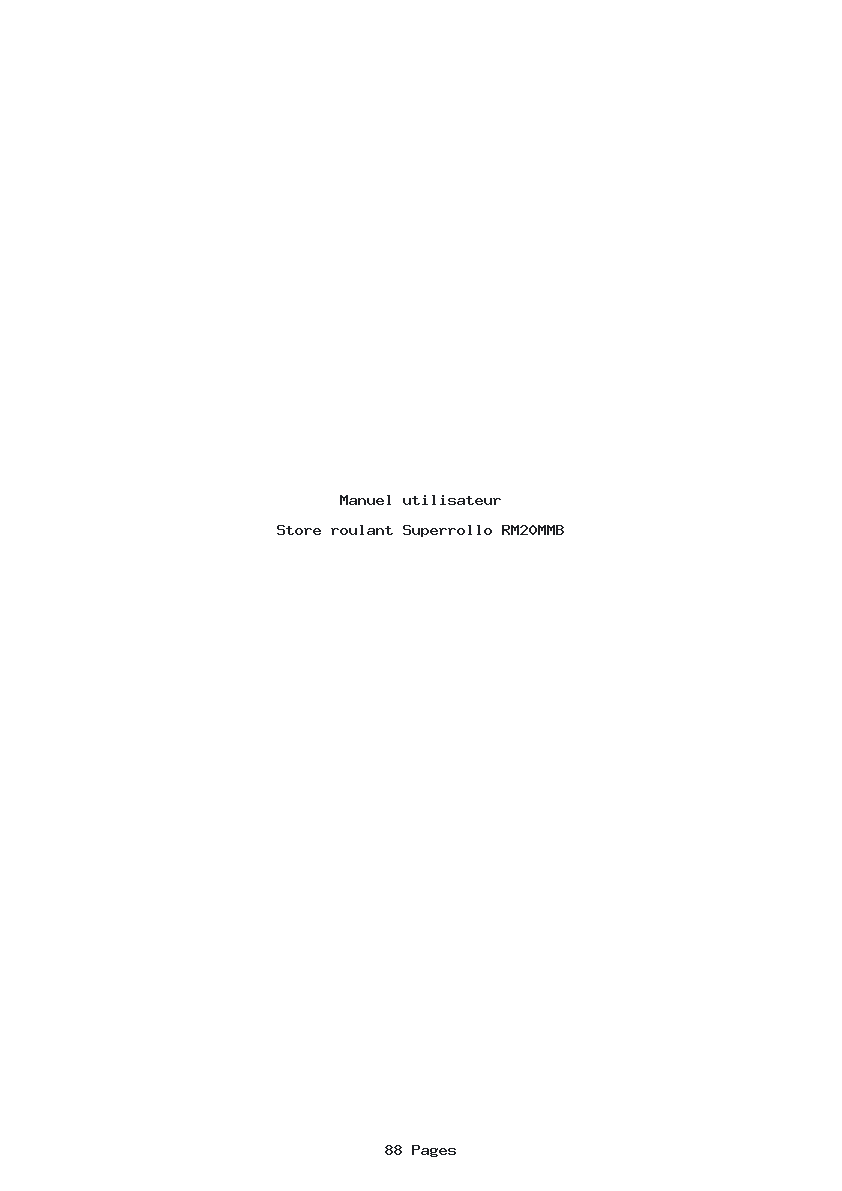 Page 1 de la notice Manuel utilisateur Superrollo RM20MMB