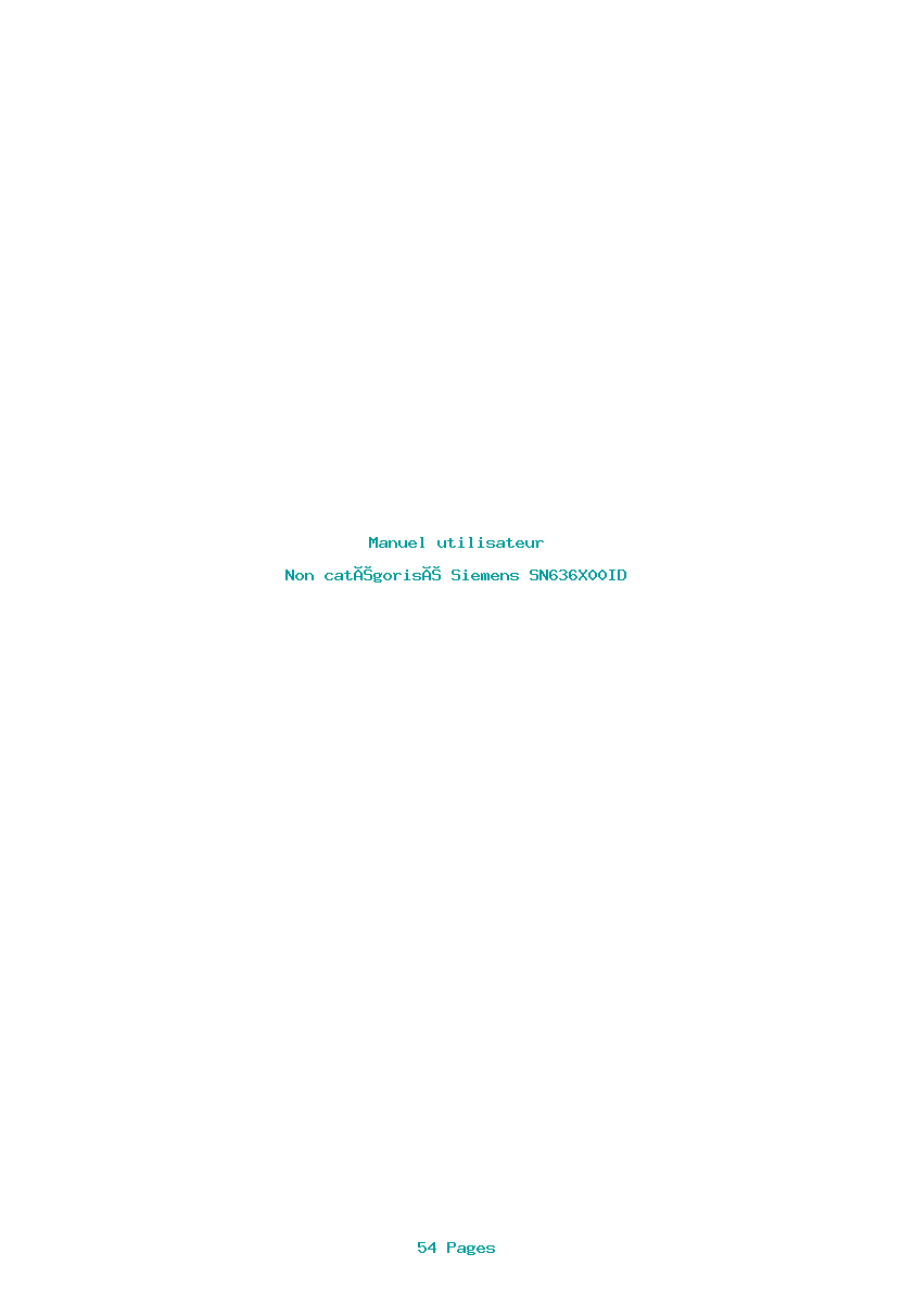 Page 1 de la notice Manuel utilisateur Siemens SN636X00ID