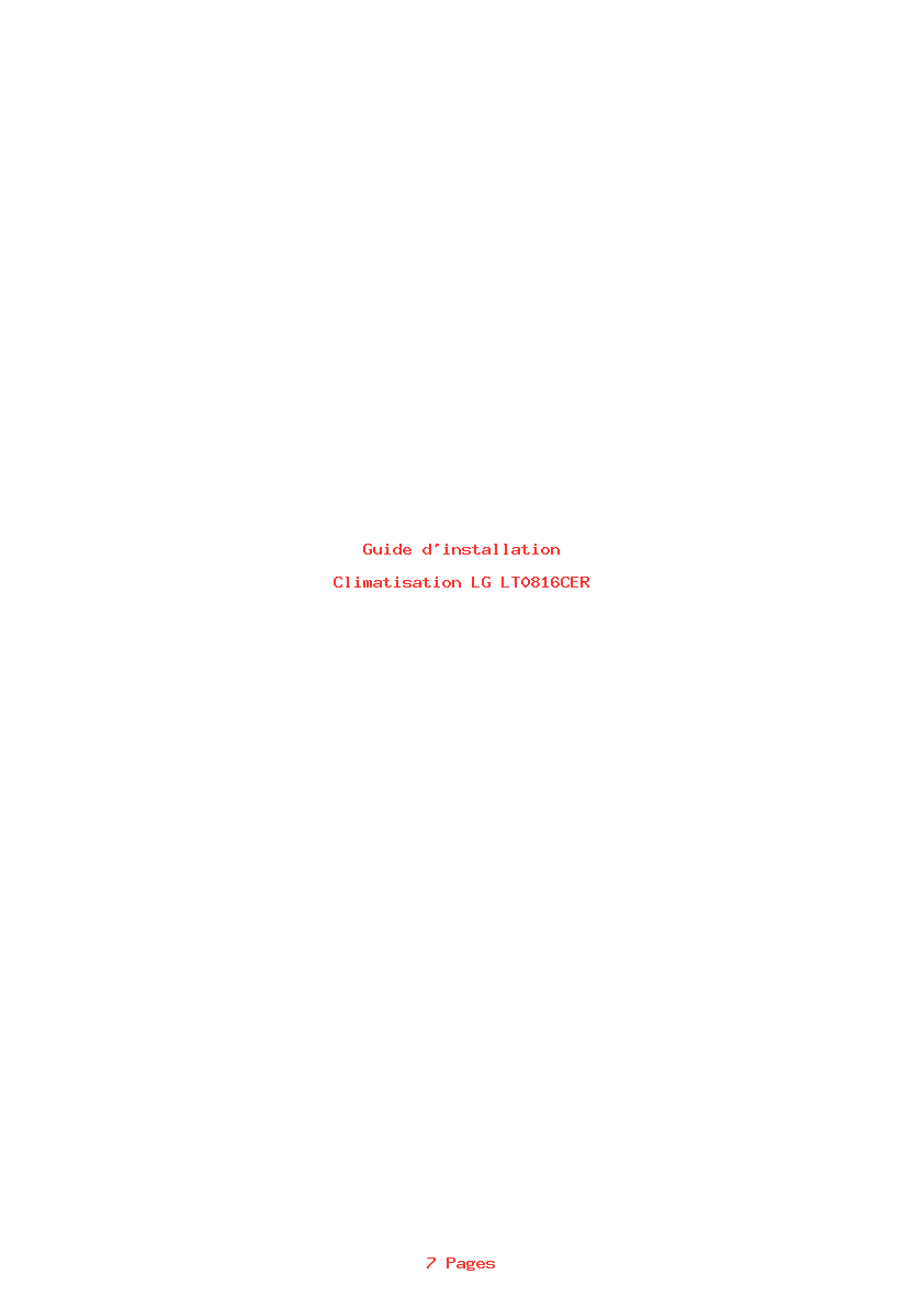 Page 1 de la notice Guide d'installation LG LT0816CER