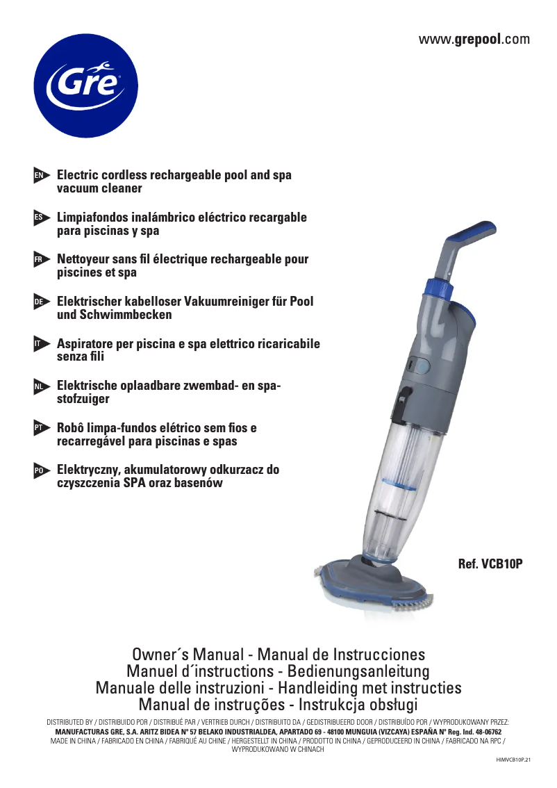Page 1 de la notice Manuel utilisateur Gre VCB10P