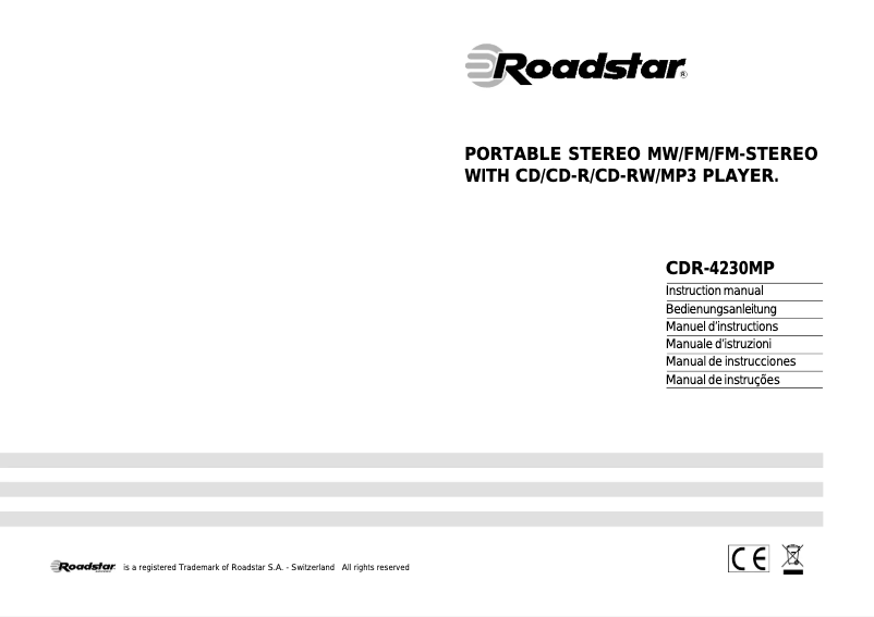 Page 1 de la notice Manuel utilisateur Roadstar CDR-4230MP