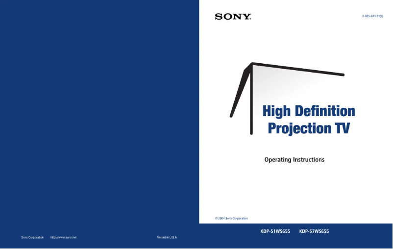 Page 1 de la notice Manuel utilisateur Sony KDP-57WS655