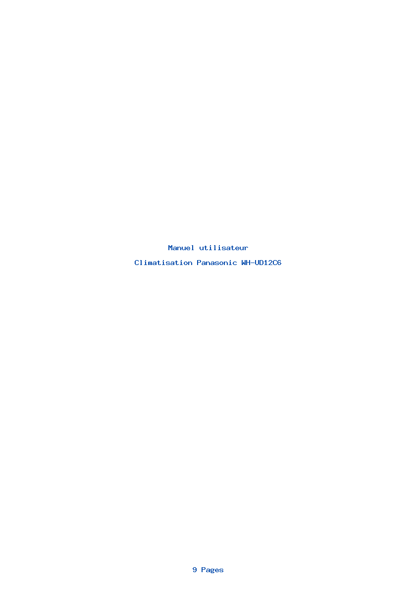 Page 1 de la notice Manuel utilisateur Panasonic WH-UD12C6