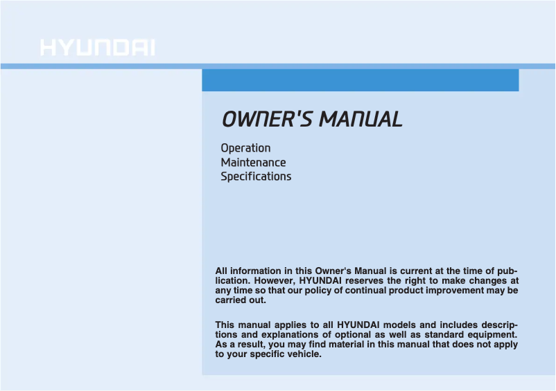 Page 1 of the manual User Manual Hyundai Veloster (2022)
