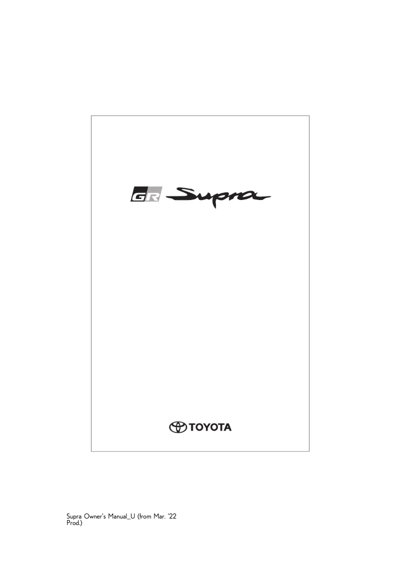 Page 1 de la notice Manuel utilisateur Toyota GR Supra (2022)
