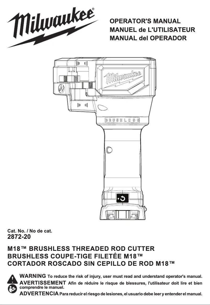 Page 1 de la notice Manuel utilisateur Milwaukee M18 2872-21