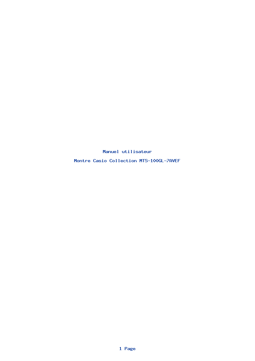 Page 1 de la notice Manuel utilisateur Casio Collection MTS-100GL-7AVEF