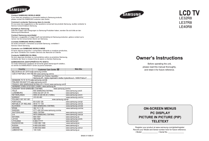 Página 1 del manual Manual de usuario Samsung LE32R89BD