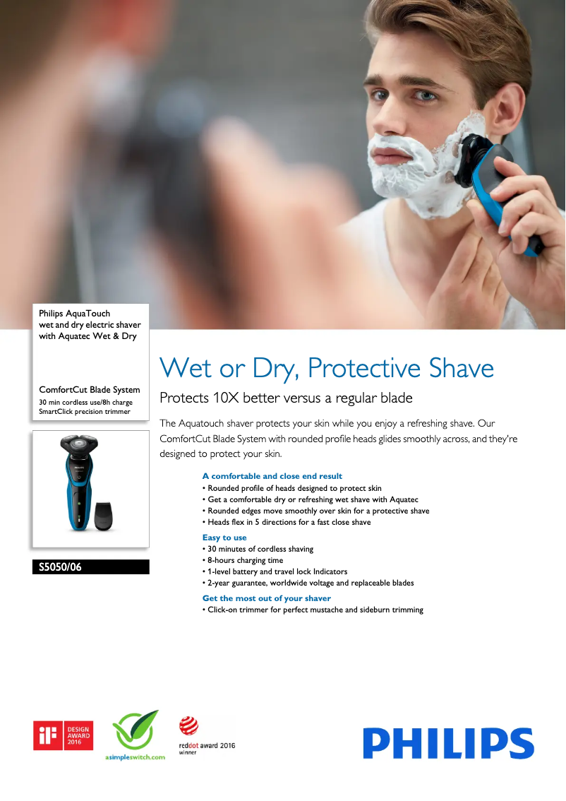 Página 1 del manual Ficha técnica Philips AquaTouch S5050